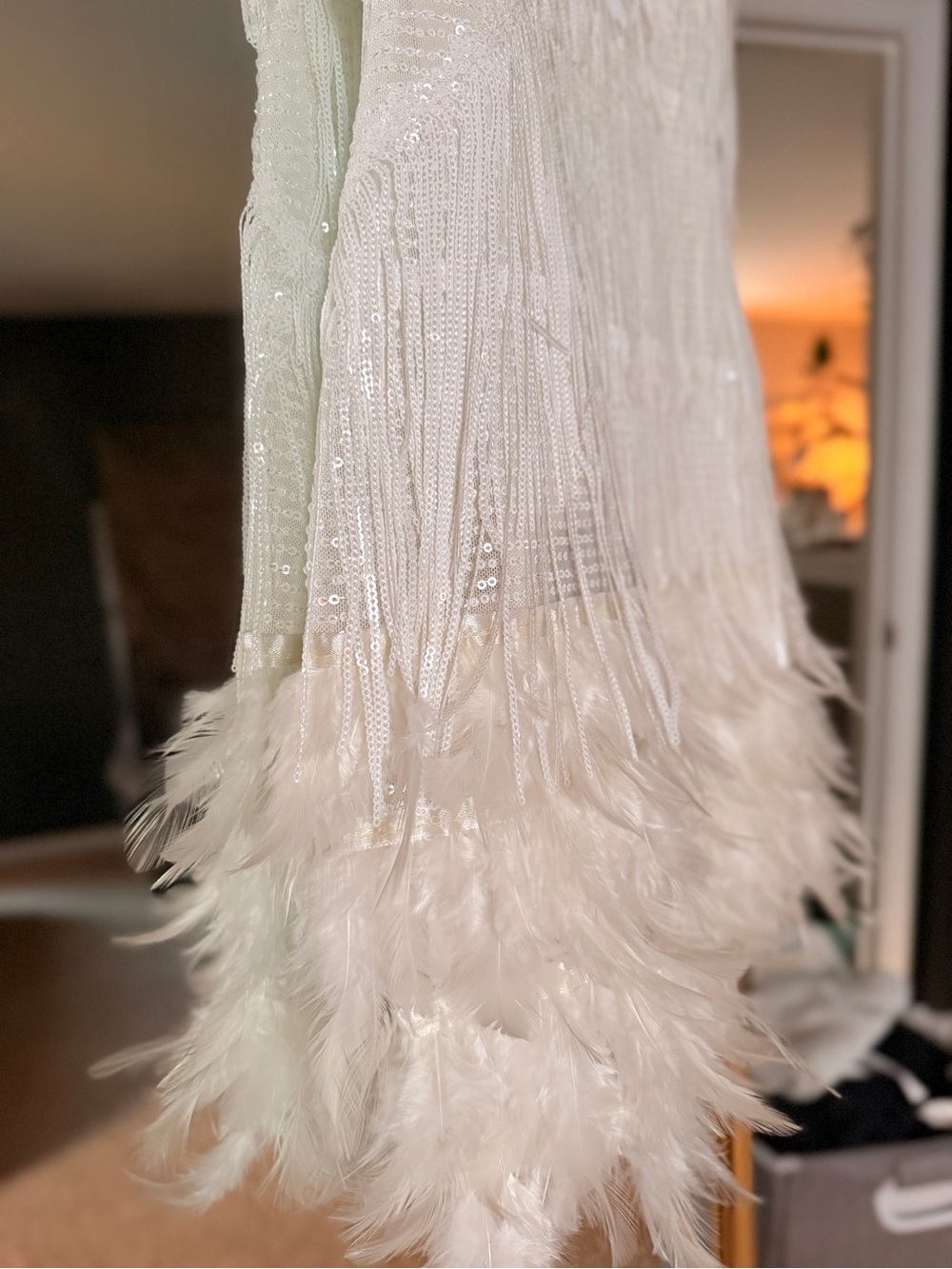 Mew Mews White Fringe & Feather Mini Dress - Picture 7 of 9